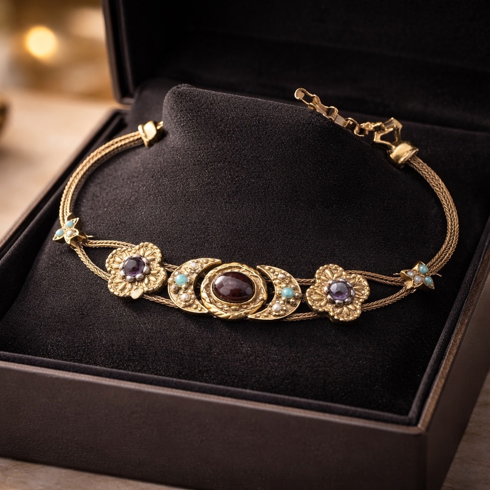 Gold and Purple Goldette Slider Celestial Bracelet